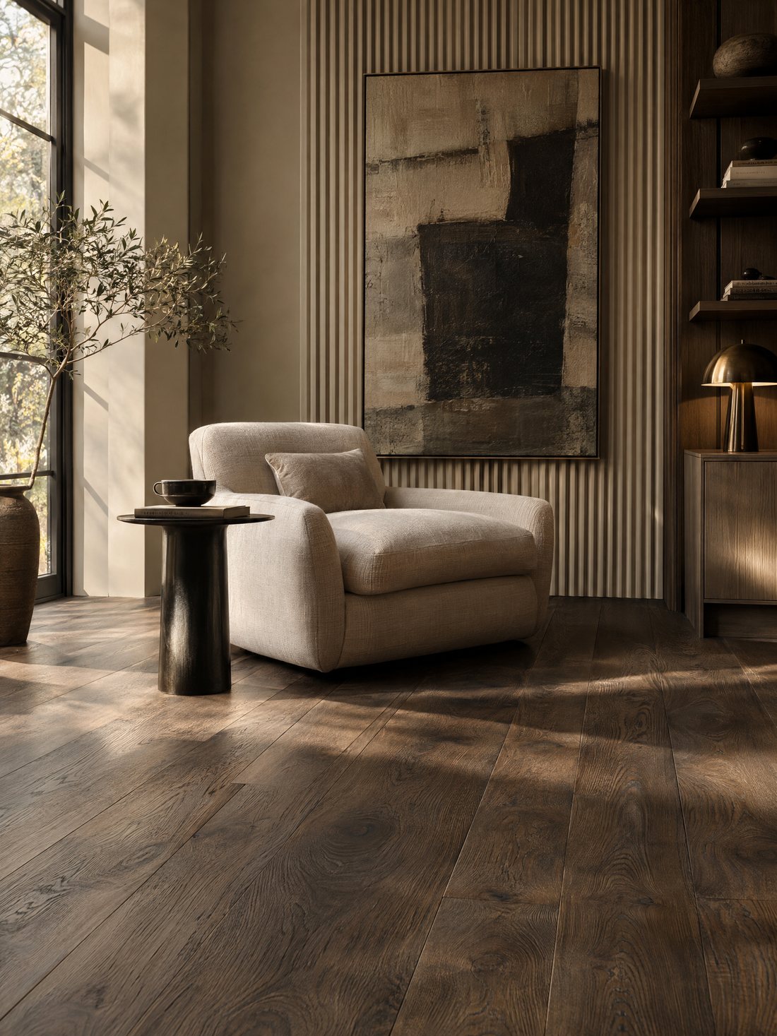 Wood flooring in an interior setting